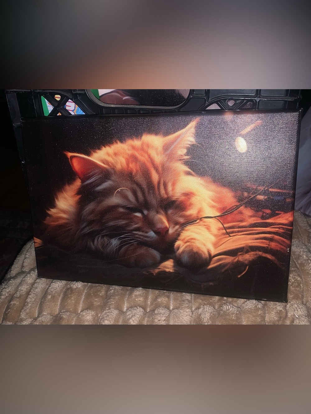Cat Art Print in Black & Orange 8x12